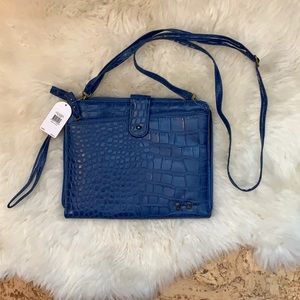 Jessica Simpson Blue Reptile Print Purse